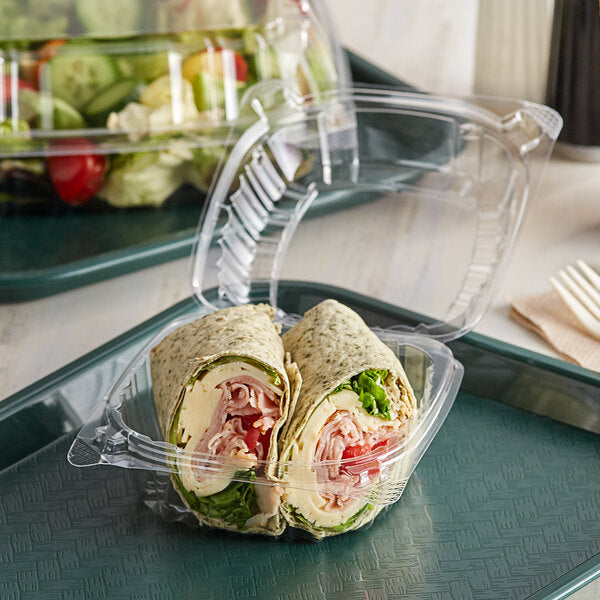 Dart C57PST1 ClearSeal Hinged Lid Plastic Container 6" x 5 13/16" x 3" - 500/Case