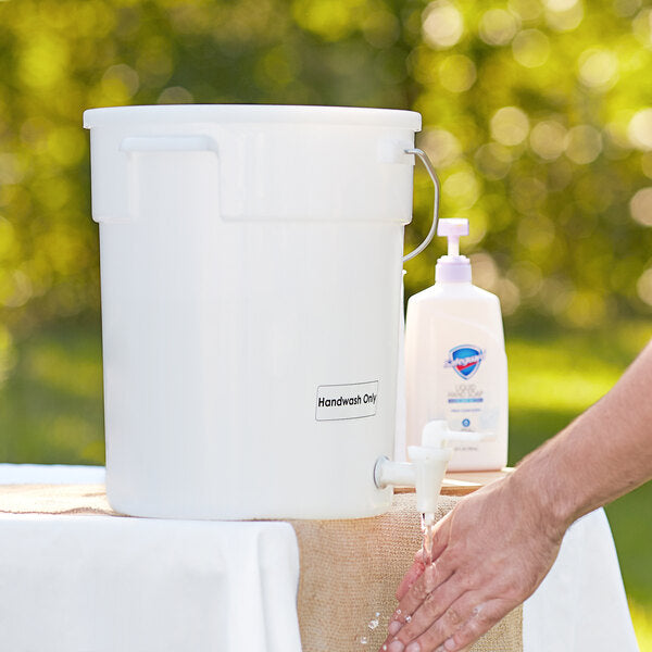 Choice 6 Gallon Clear Round Dispenser for Handwashing with Set of Labels