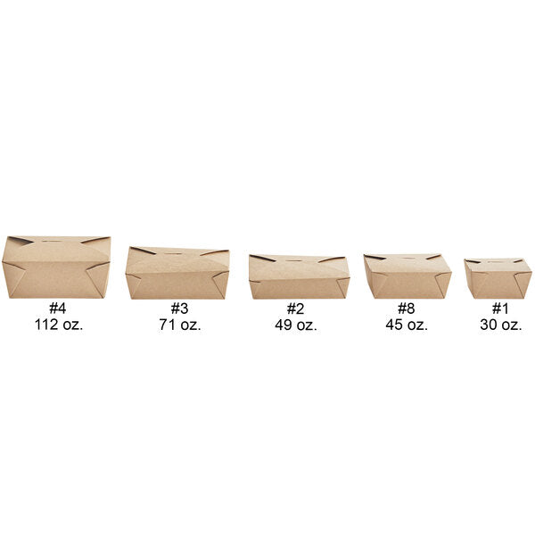 Choice Kraft Microwavable Folded Paper #8 Take-Out Container 6" x 4 3/4" x 2 1/2" - 300/Case