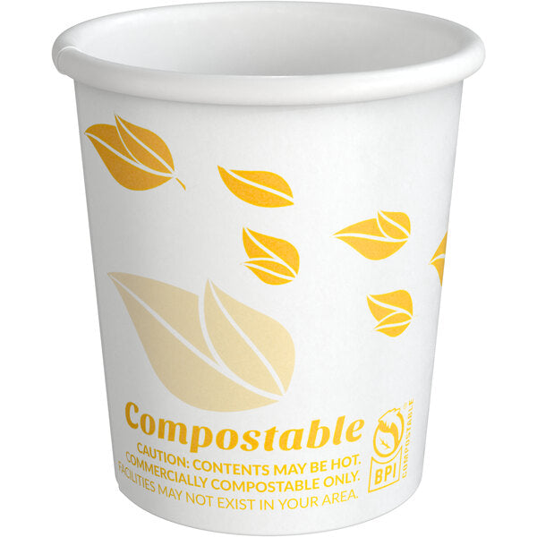 EcoChoice 4 oz. Leaf Print Compostable Paper Hot Cup - 1,000/Case