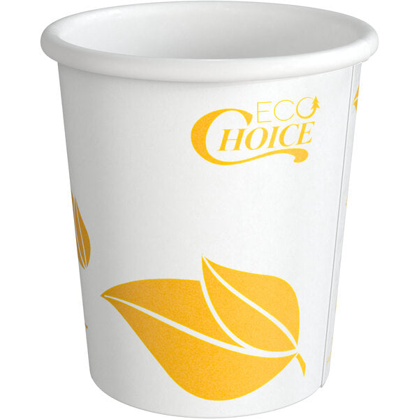 EcoChoice 4 oz. Leaf Print Compostable Paper Hot Cup - 1,000/Case