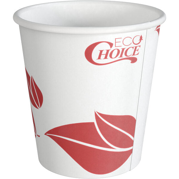EcoChoice 8 oz. Tall Leaf Print Compostable Paper Hot Cup - 1,000/Case