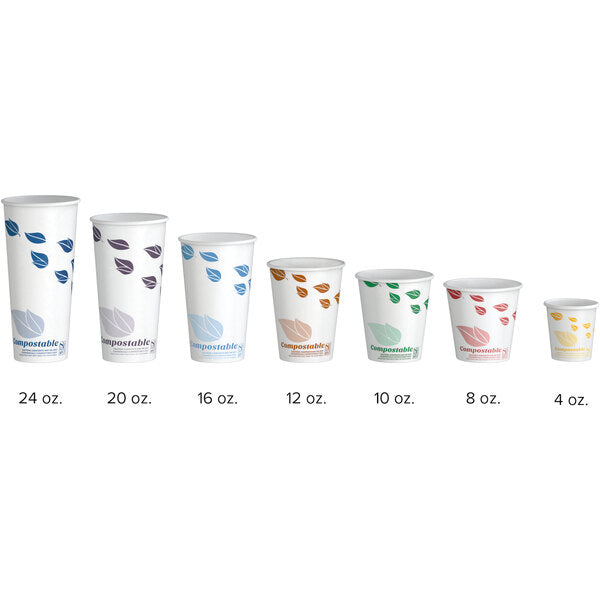 EcoChoice 8 oz. Tall Leaf Print Compostable Paper Hot Cup - 1,000/Case