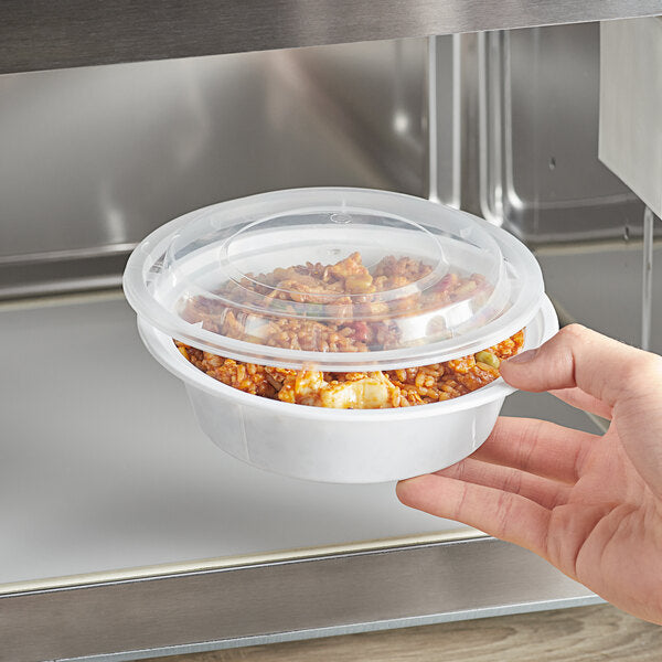 Choice 16 oz. Black Round Microwavable Heavy Weight Container with Lid - 150/Case