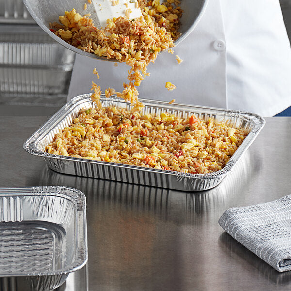 Choice Half Size Foil Steam Table Pan Shallow 1 1/2" Depth - 100/Case