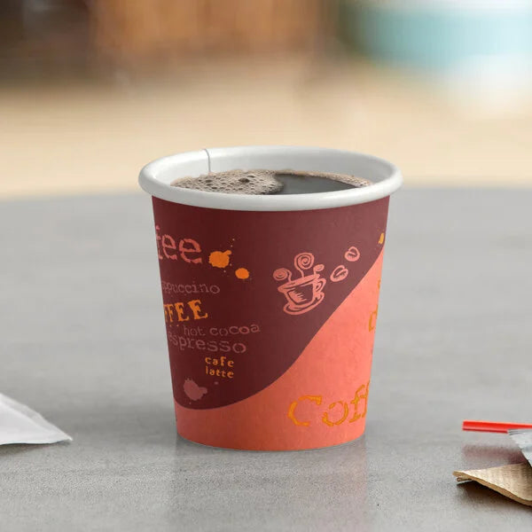 Choice 4 oz. Coffee Print Poly Paper Hot Cup - 1,000/Case