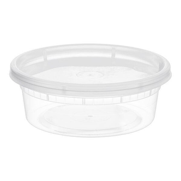 Choice Heavy Duty 24 oz. Microwavable Translucent Plastic Deli Container and Lid Combo Pack - 240/Case
