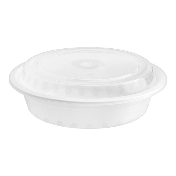 Choice 24 oz. Black Round Microwavable Heavy Weight Container with Lid - 150/Case