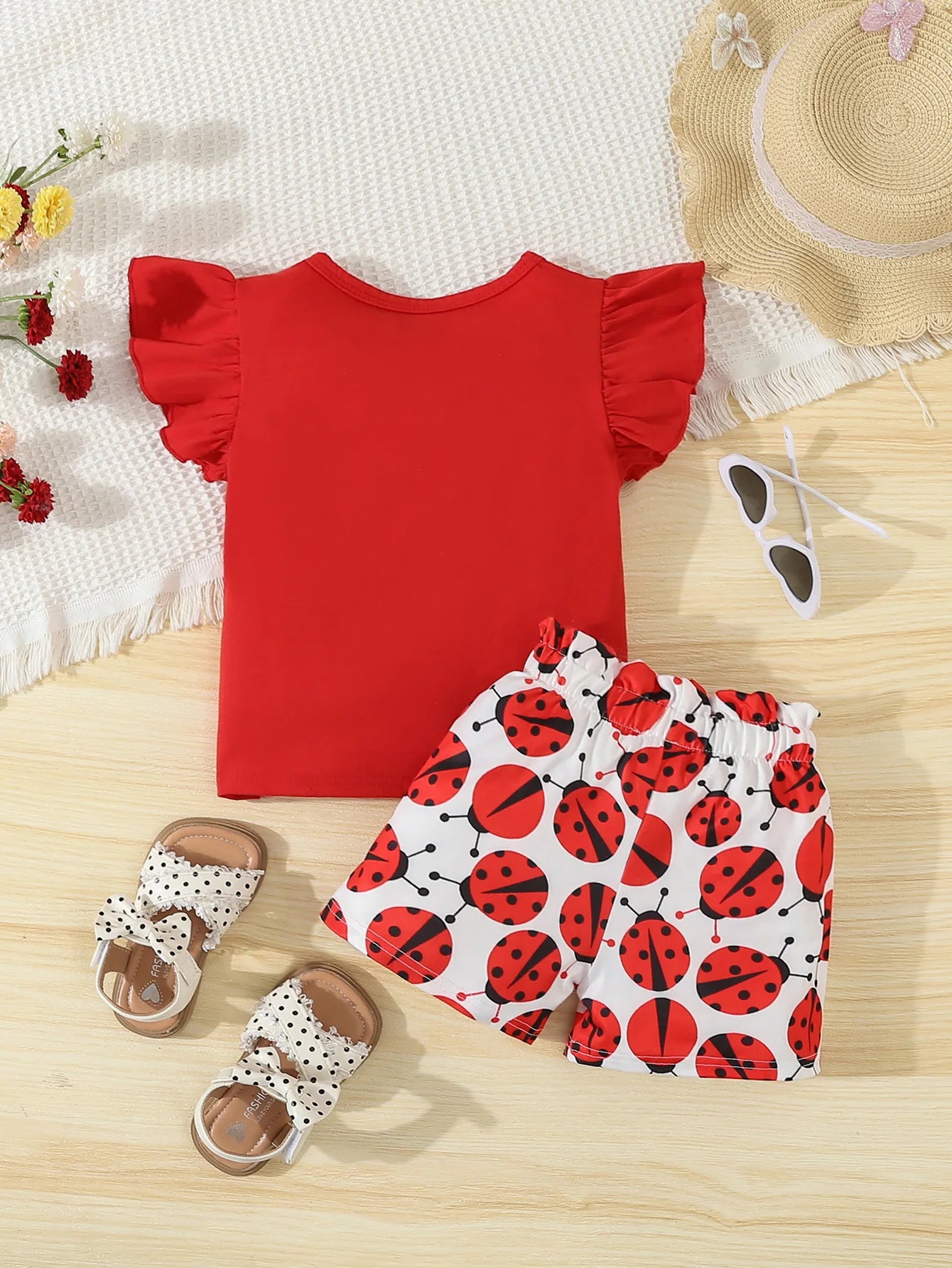 Summer Baby Girl Ladybug Outfit