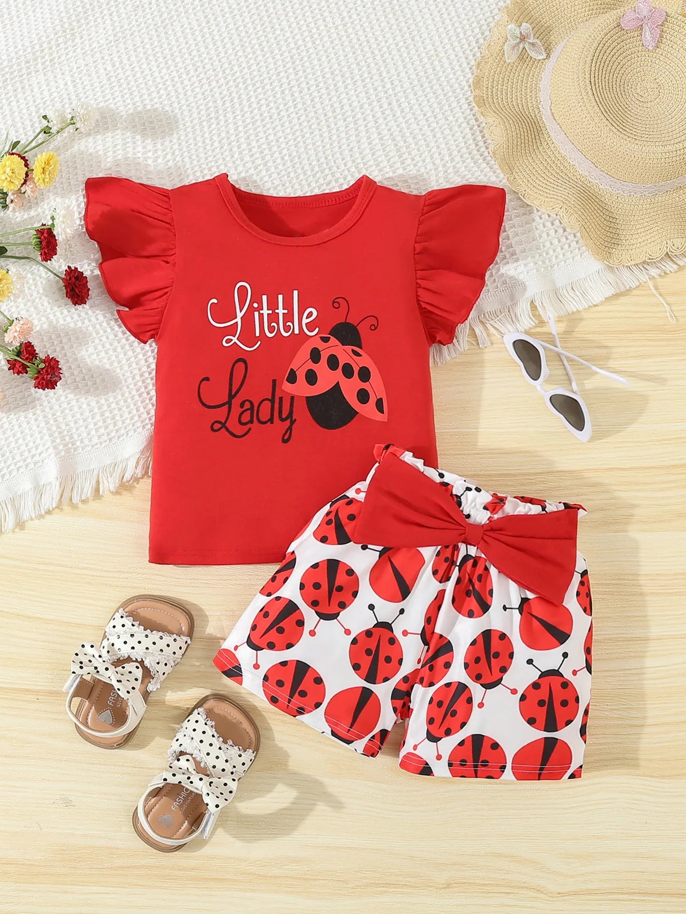 Summer Baby Girl Ladybug Outfit