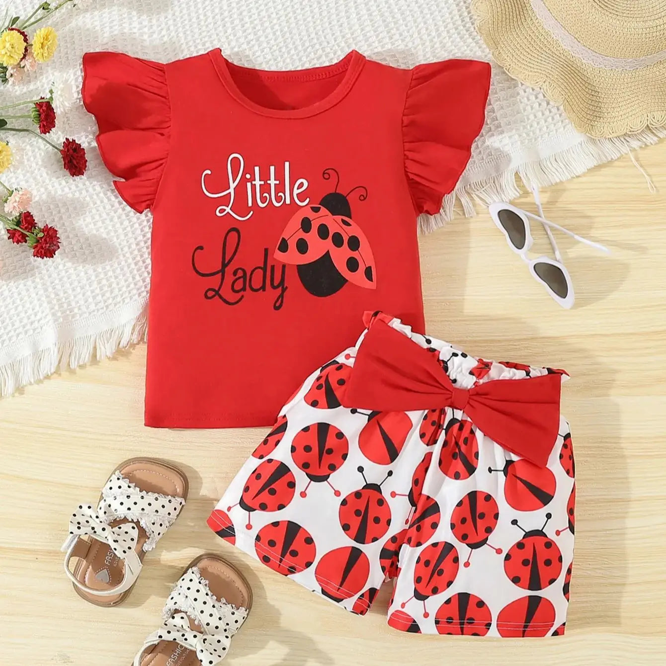 Summer Baby Girl Ladybug Outfit
