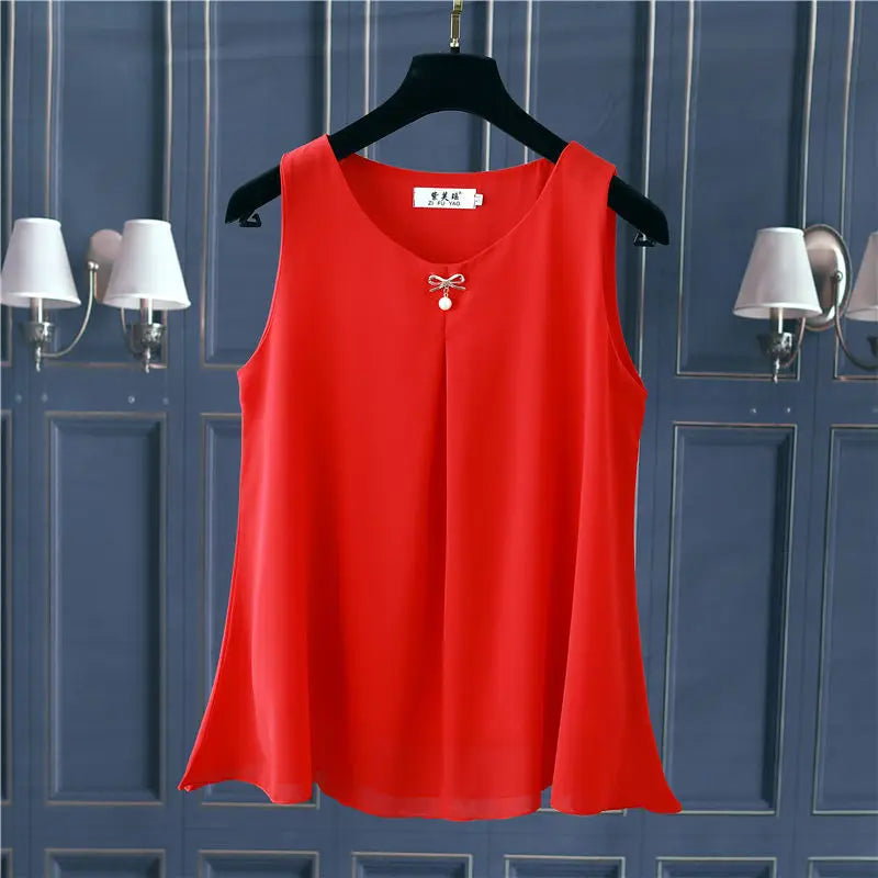 Plus Size Sleeveless Chiffon Blouse