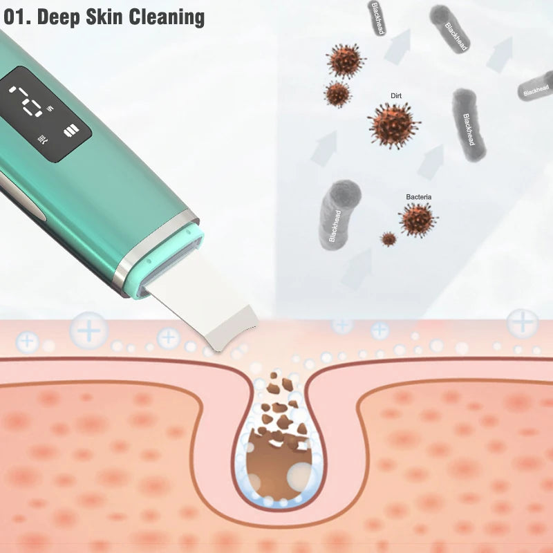 Ultrasonic EMS Skin Scrubber Facial Cleaner