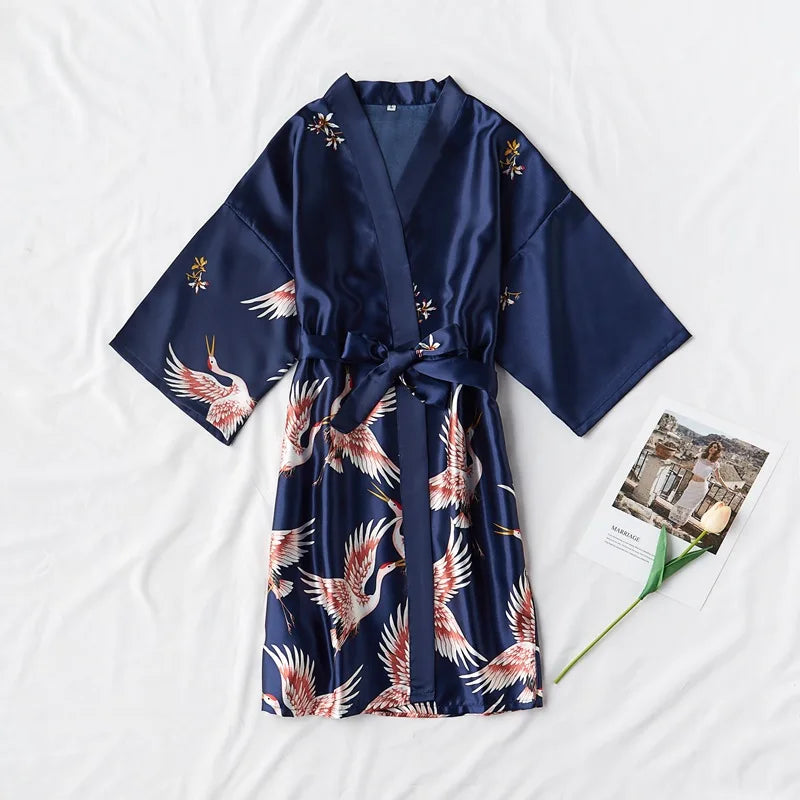Elegant Satin Silk Kimono Robe