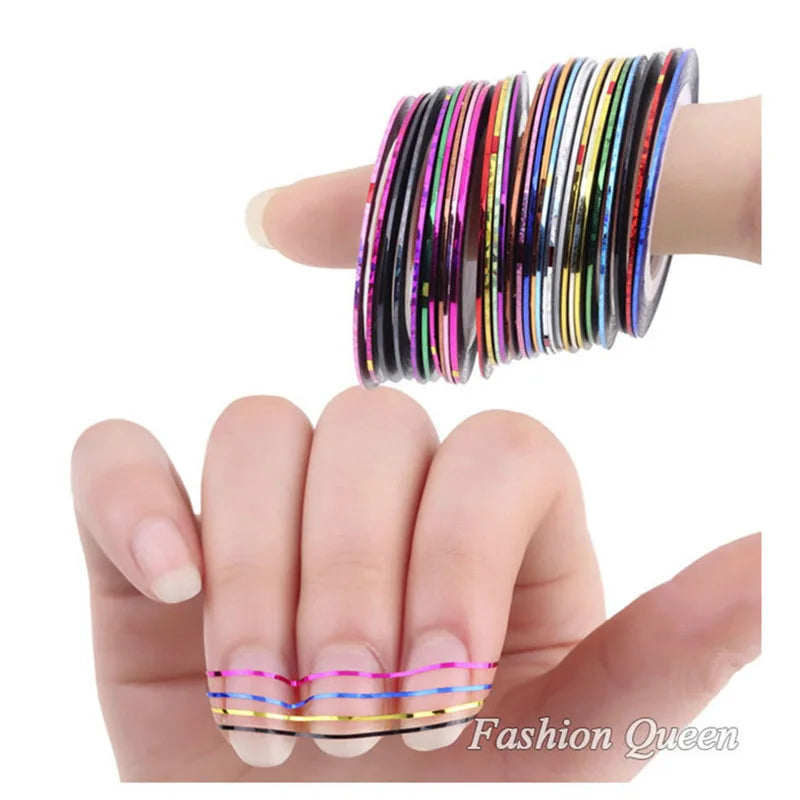 10pcs Metallic Nail Striping Tape Set