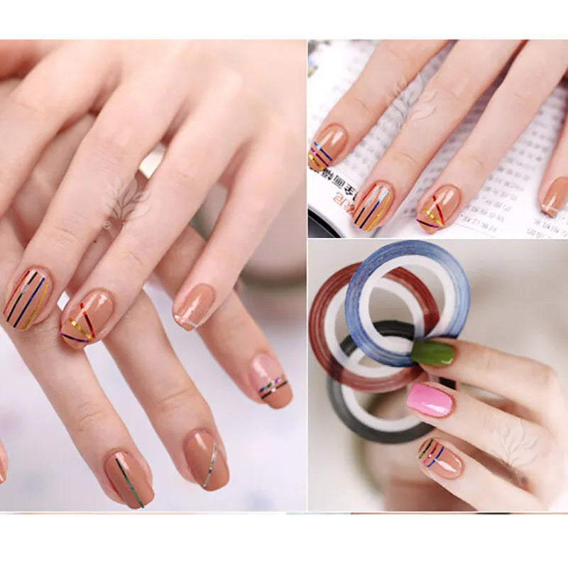 10pcs Metallic Nail Striping Tape Set