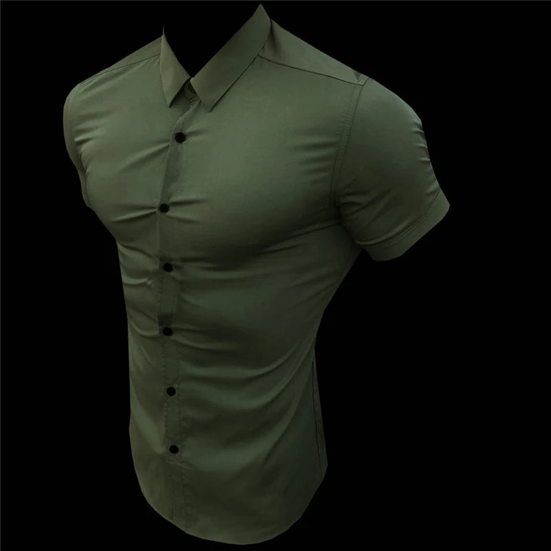 Slim Fit Stand Collar Dress Shirt