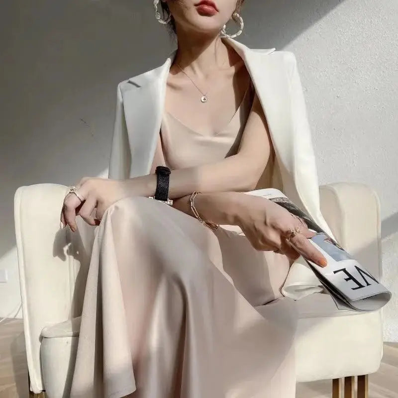 Vintage Satin Spaghetti Strap Maxi Dress