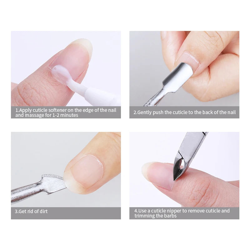 Stainless Steel Cuticle Pusher Remover Manicure Pedicure Nail Care Tool