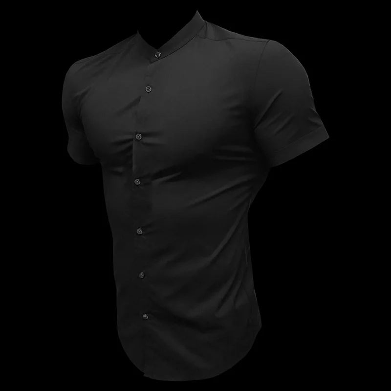 Slim Fit Stand Collar Dress Shirt