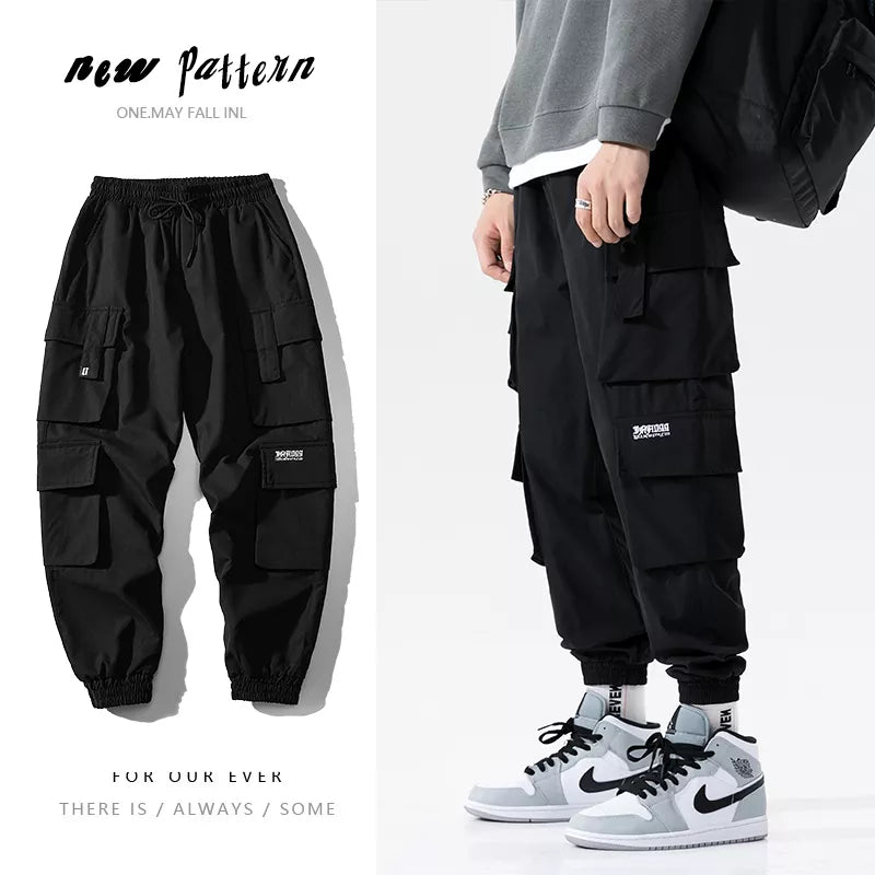 Black Streetwear Men's Cargo Joggers