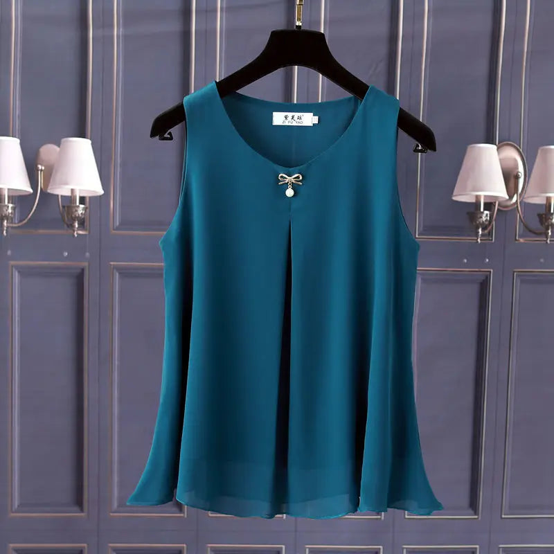 Plus Size Sleeveless Chiffon Blouse