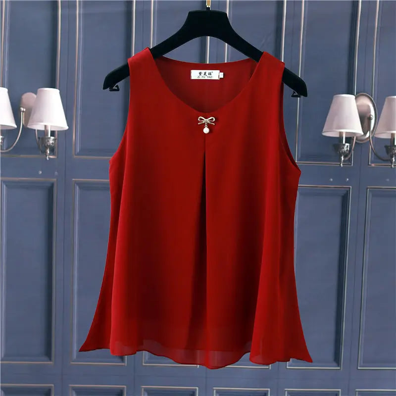 Plus Size Sleeveless Chiffon Blouse