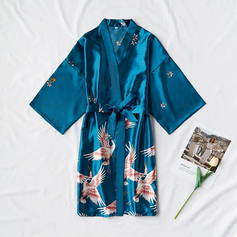 Elegant Satin Silk Kimono Robe