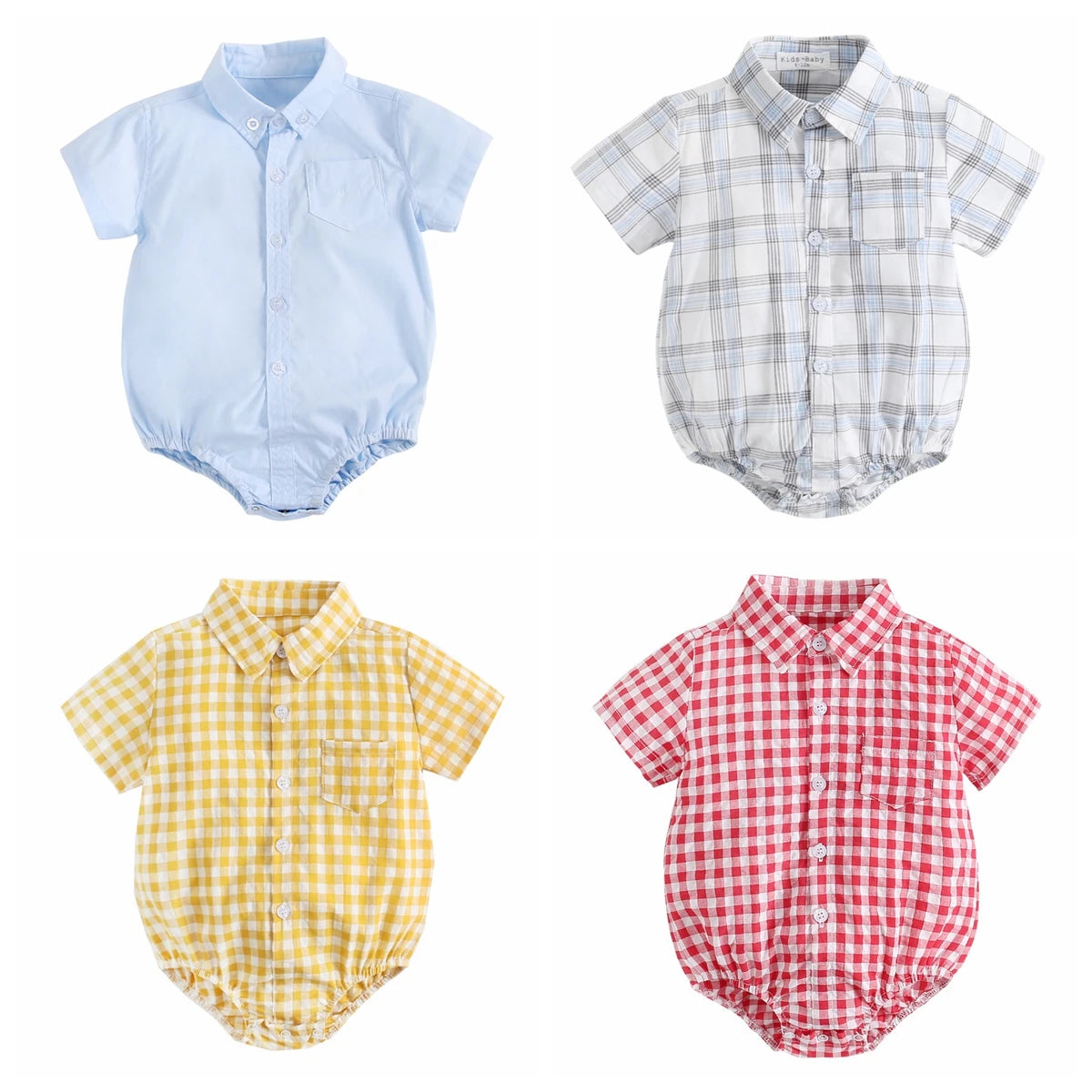 Summer Baby Boy Plaid Bodysuit