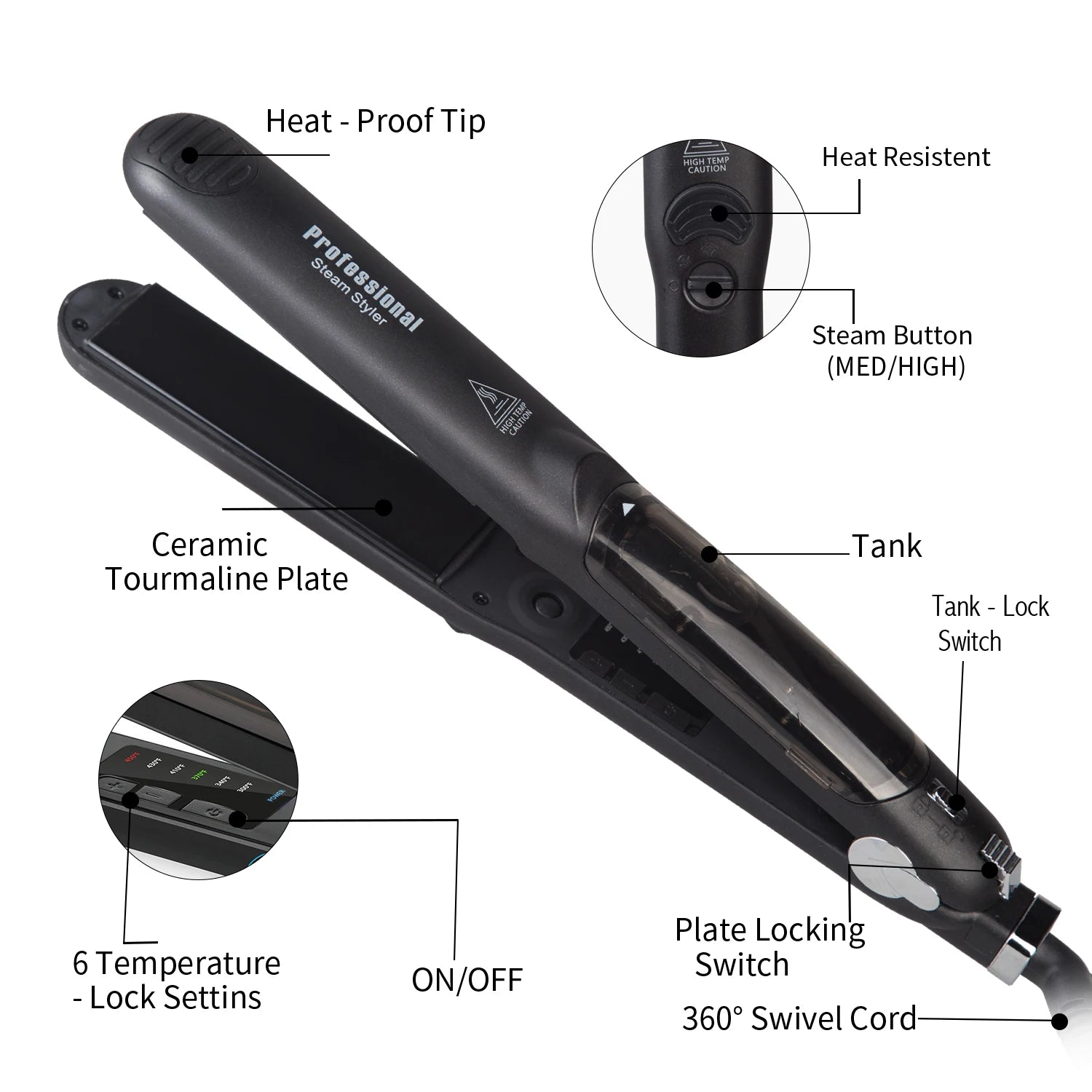Professional Steam Ceramic Flat Iron
