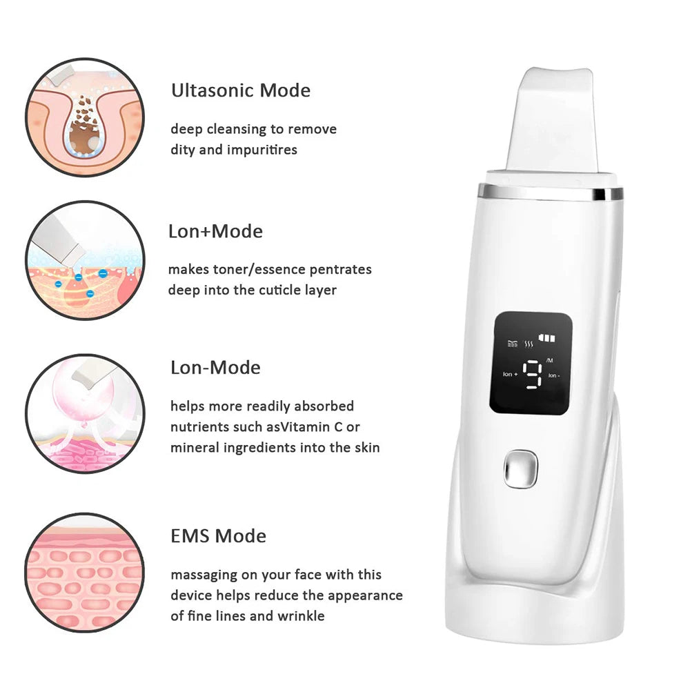 Ultrasonic EMS Skin Scrubber Facial Cleaner