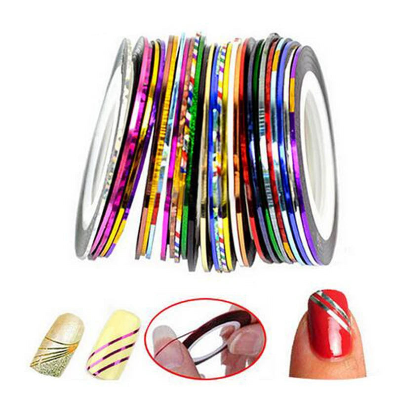 10pcs Metallic Nail Striping Tape Set