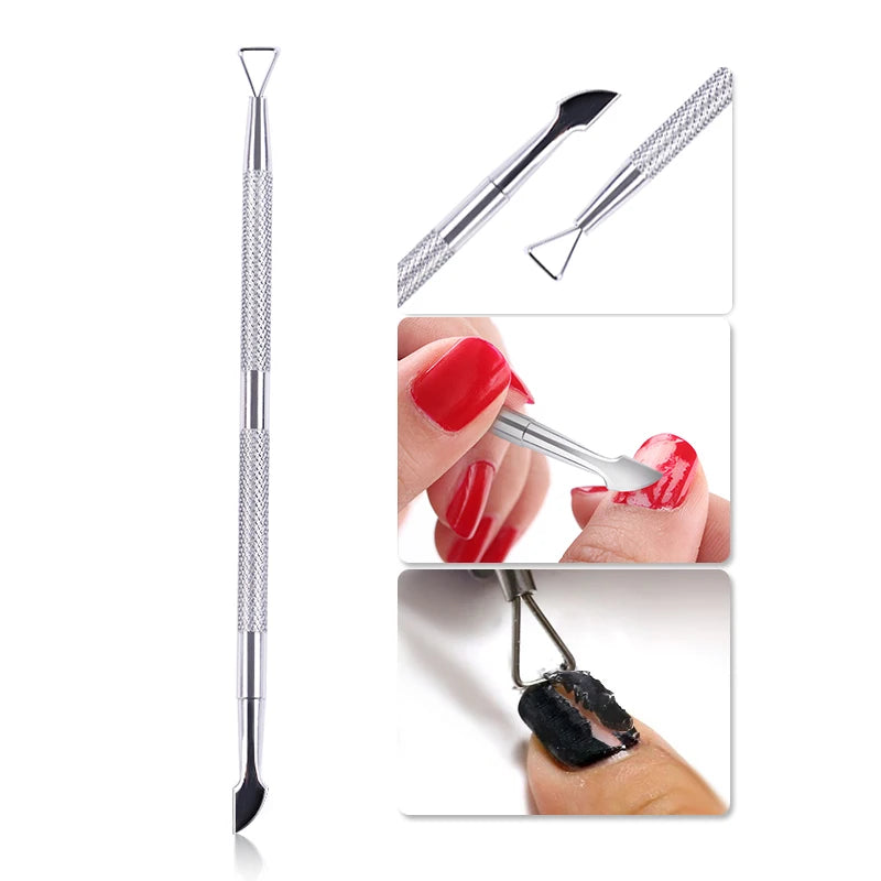 Stainless Steel Cuticle Pusher Remover Manicure Pedicure Nail Care Tool