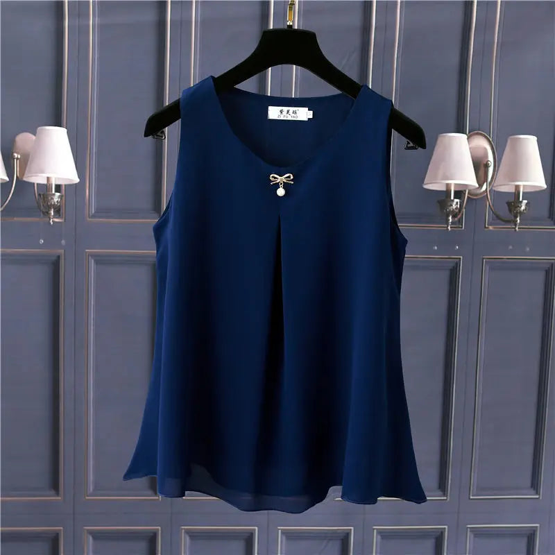 Plus Size Sleeveless Chiffon Blouse