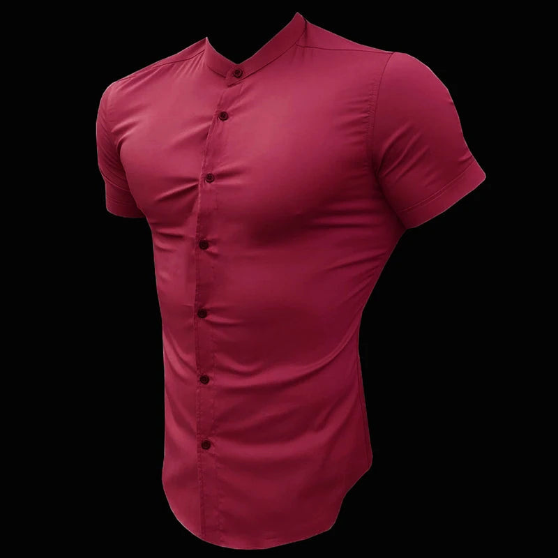 Slim Fit Stand Collar Dress Shirt