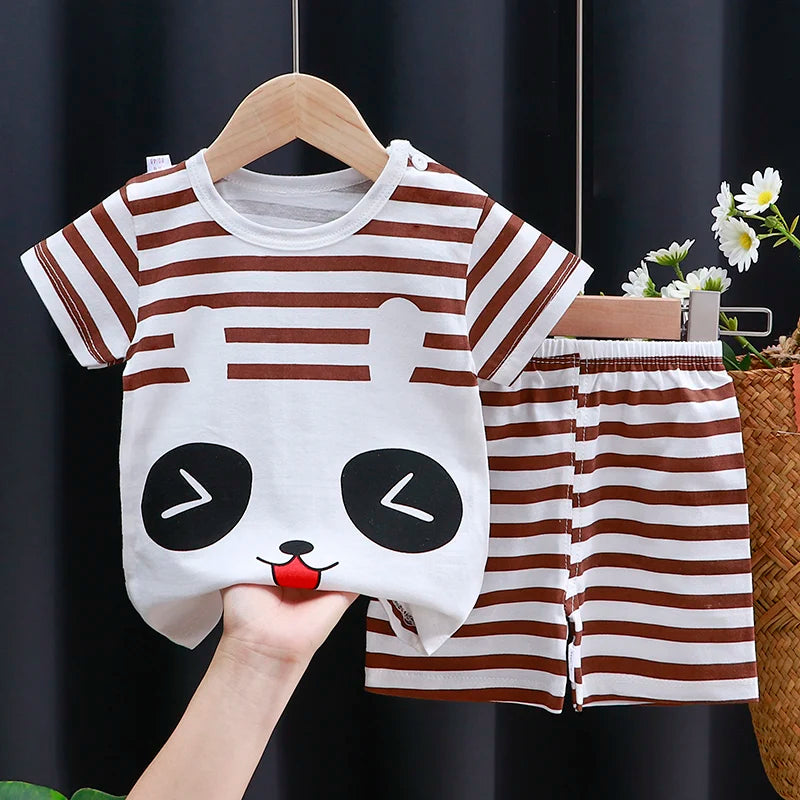 Summer Cotton Cartoon T-Shirt and Shorts Set