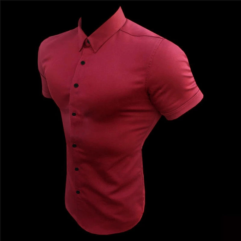 Slim Fit Stand Collar Dress Shirt