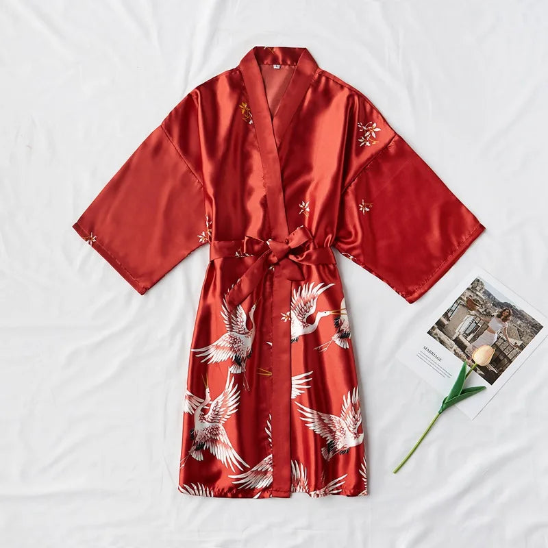 Elegant Satin Silk Kimono Robe