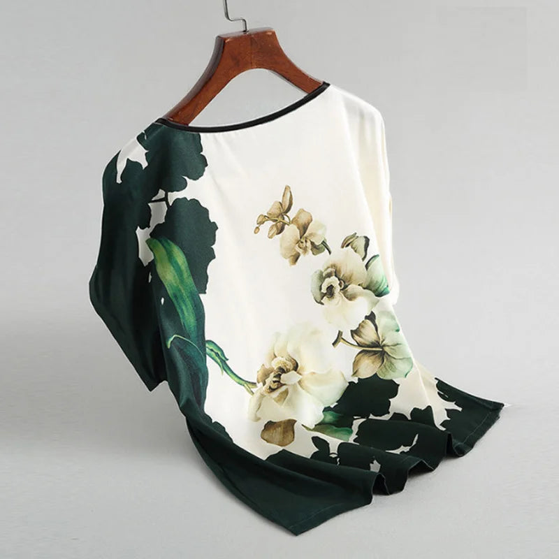 Floral Silk Satin Blouse