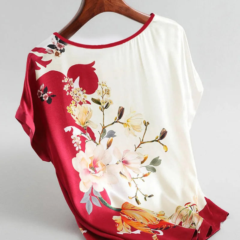 Floral Silk Satin Blouse
