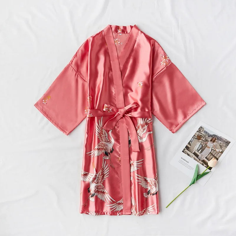 Elegant Satin Silk Kimono Robe
