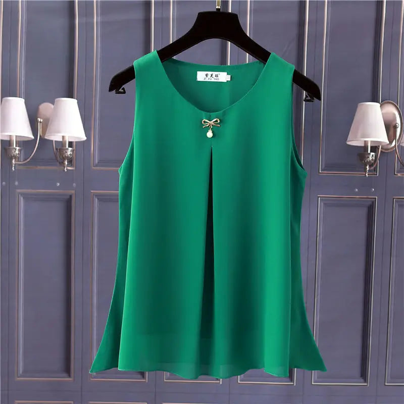 Plus Size Sleeveless Chiffon Blouse
