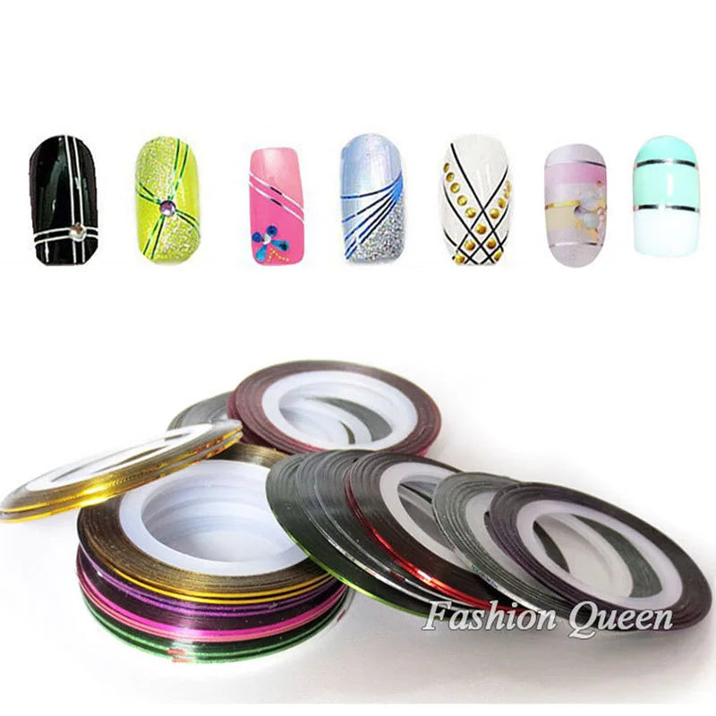 10pcs Metallic Nail Striping Tape Set
