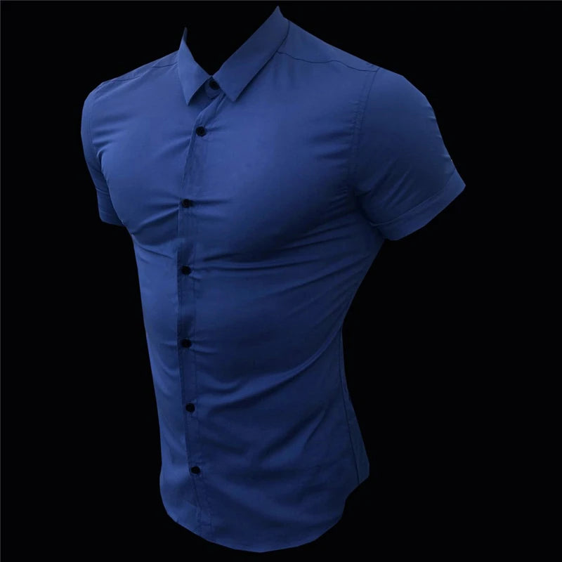 Slim Fit Stand Collar Dress Shirt