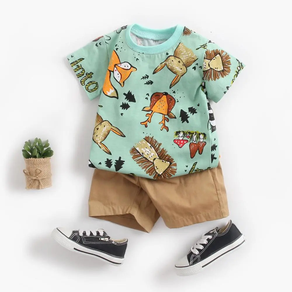 Cartoon Boys Clothing Sets: Summer Casual Baby Outfits 2Pcs