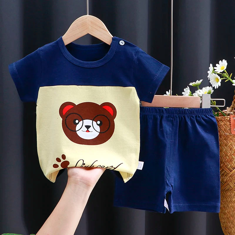 Summer Cotton Cartoon T-Shirt and Shorts Set