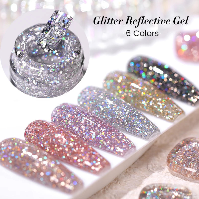 Champagne Gold Reflective Glitter UV Gel Polish
