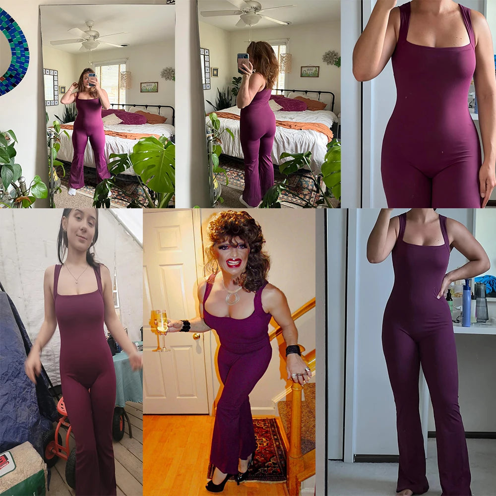 Sleeveless Square Neck Bodysuit Jumpsuit