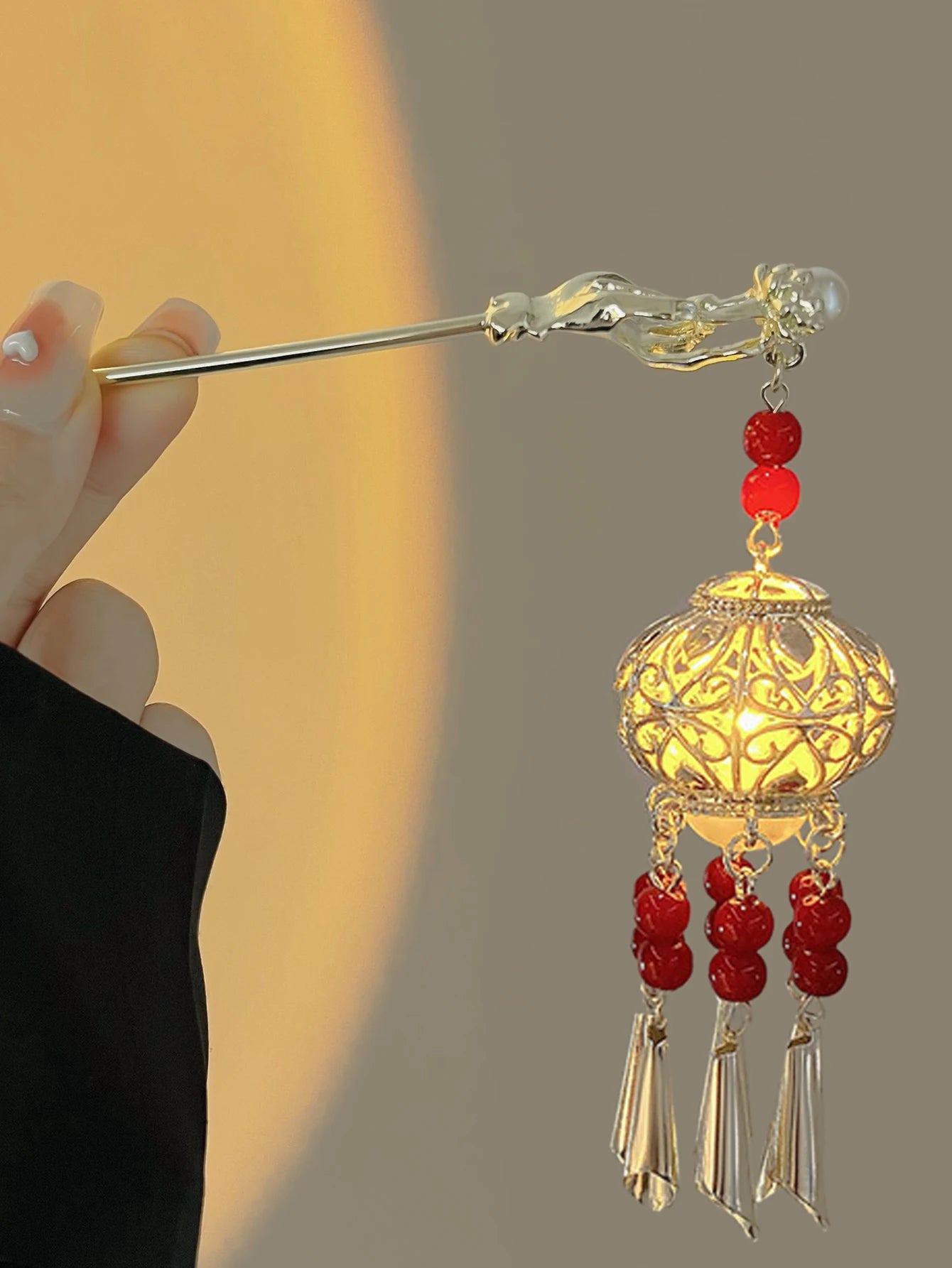 Elegant Peacock Pearl Tassel Hair Stick