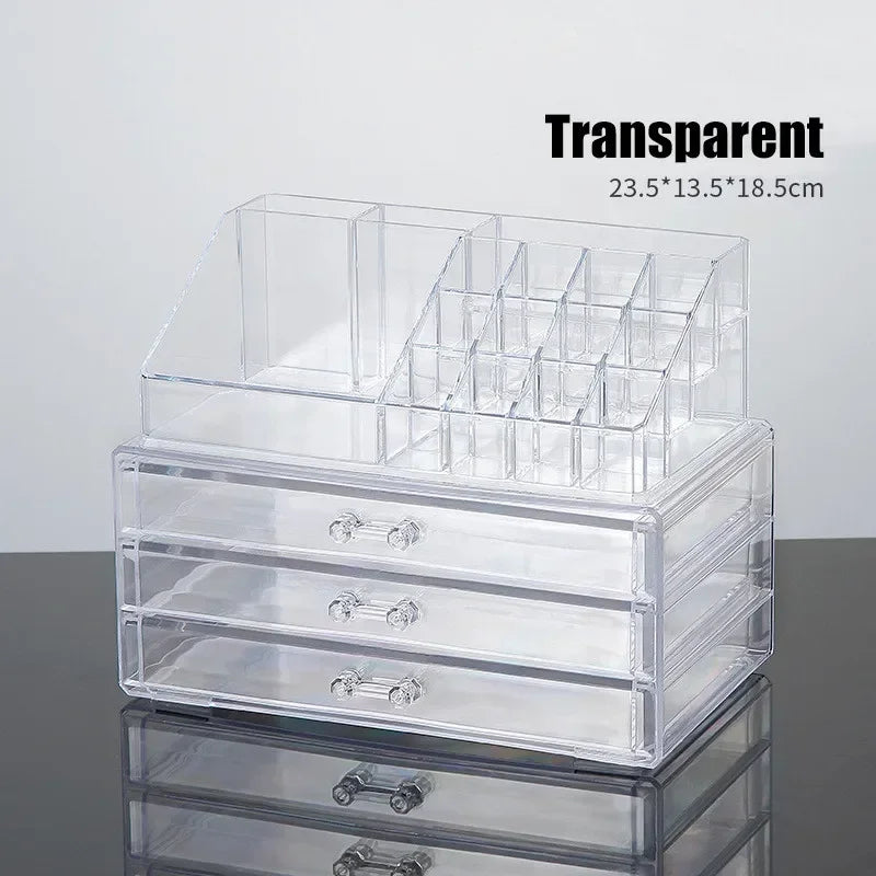 Large Transparent Acrylic Four-Drawer Makeup Organizer